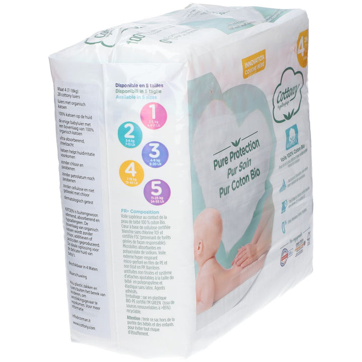 Cottony Organic Cotton Diapers Size 4 7-18kg x28