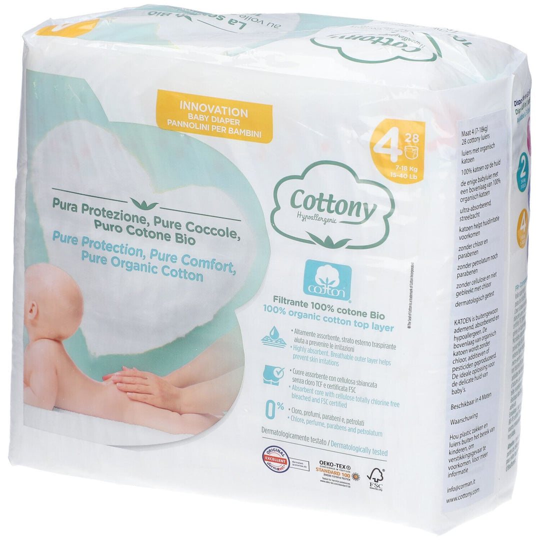 Cottony Organic Cotton Diapers Size 4 7-18kg x28