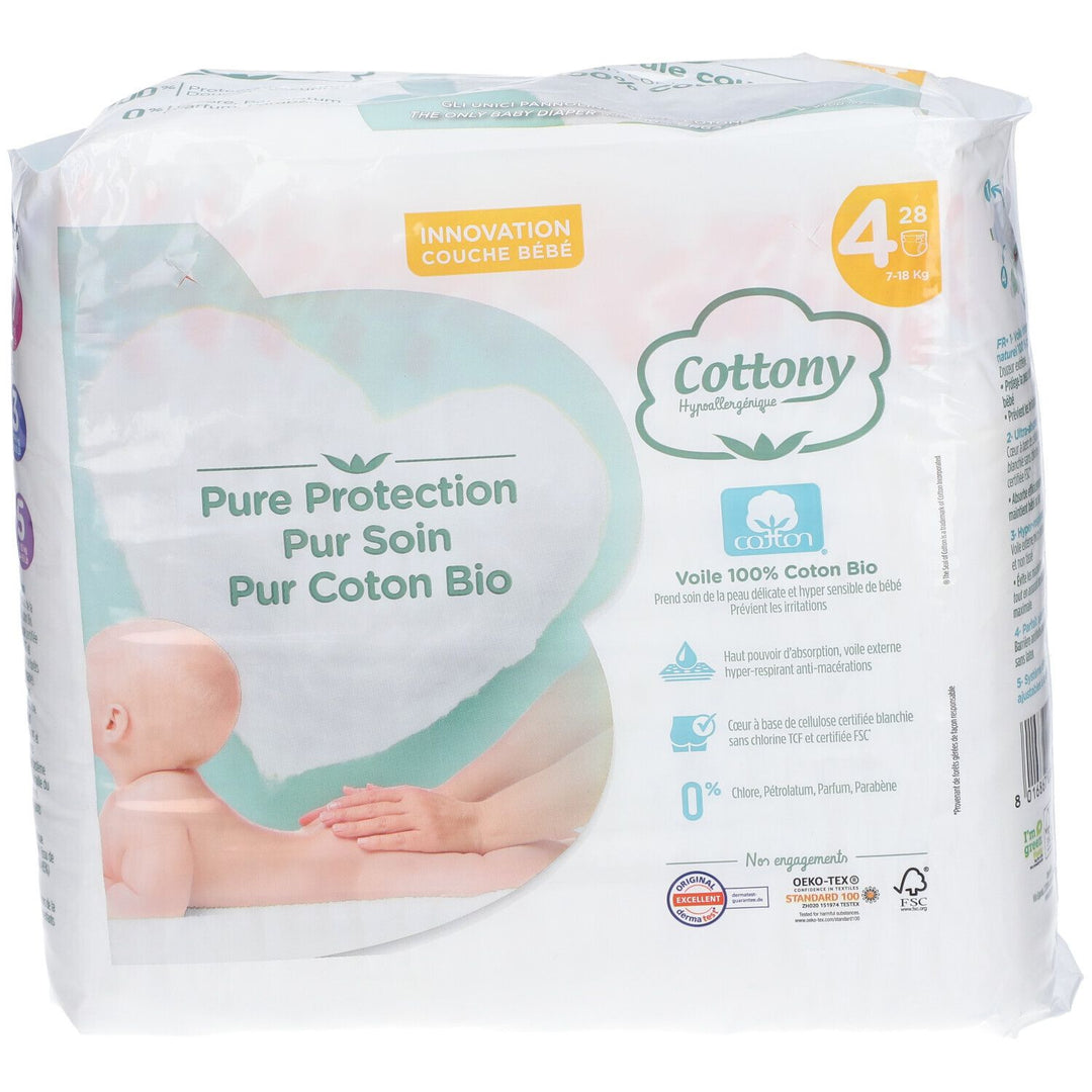 Cottony Organic Cotton Diapers Size 4 7-18kg x28