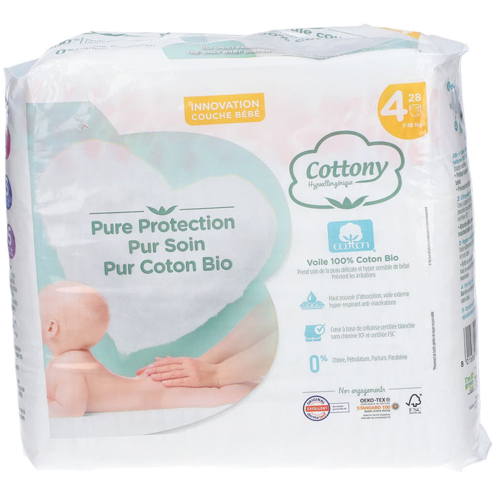 Cottony Organic Cotton Diapers Size 4 7-18kg x28