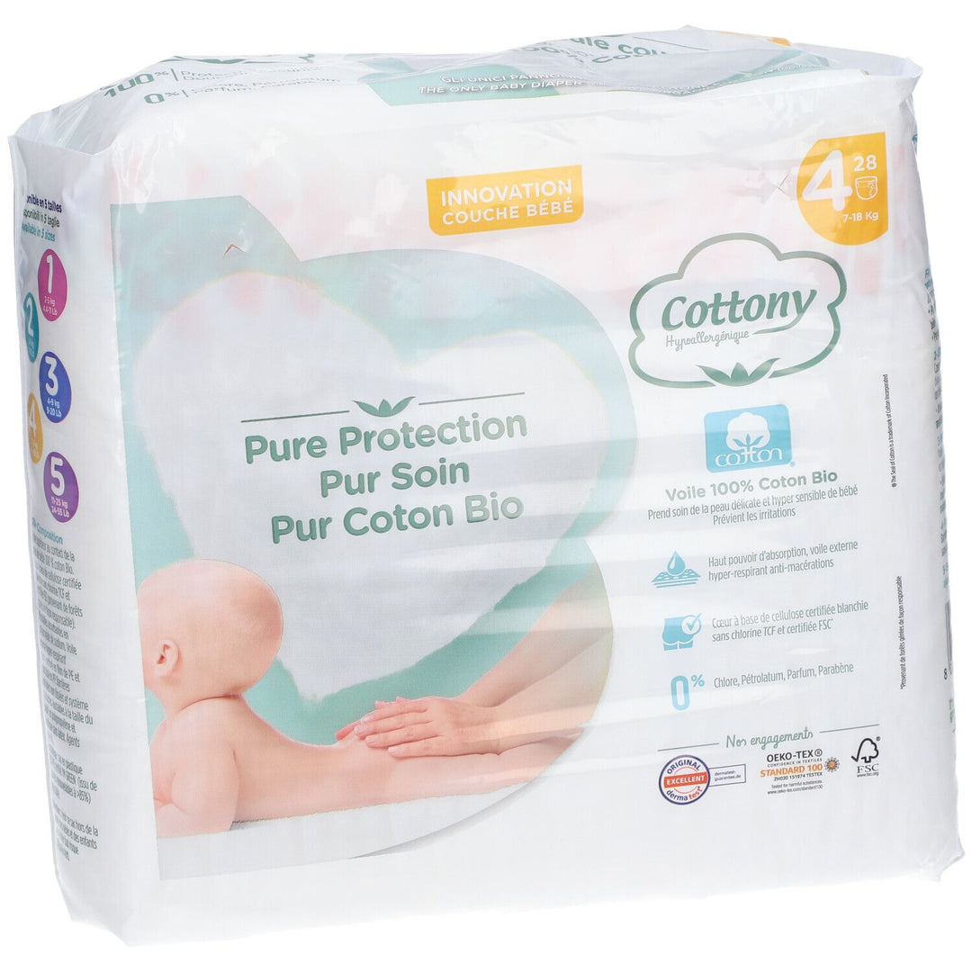Cottony Organic Cotton Diapers Size 4 7-18kg x28