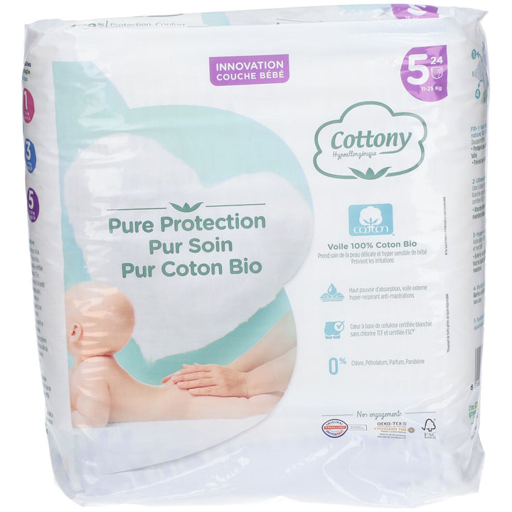 Cottony Couches en coton bio Taille 5 11-25kg x24