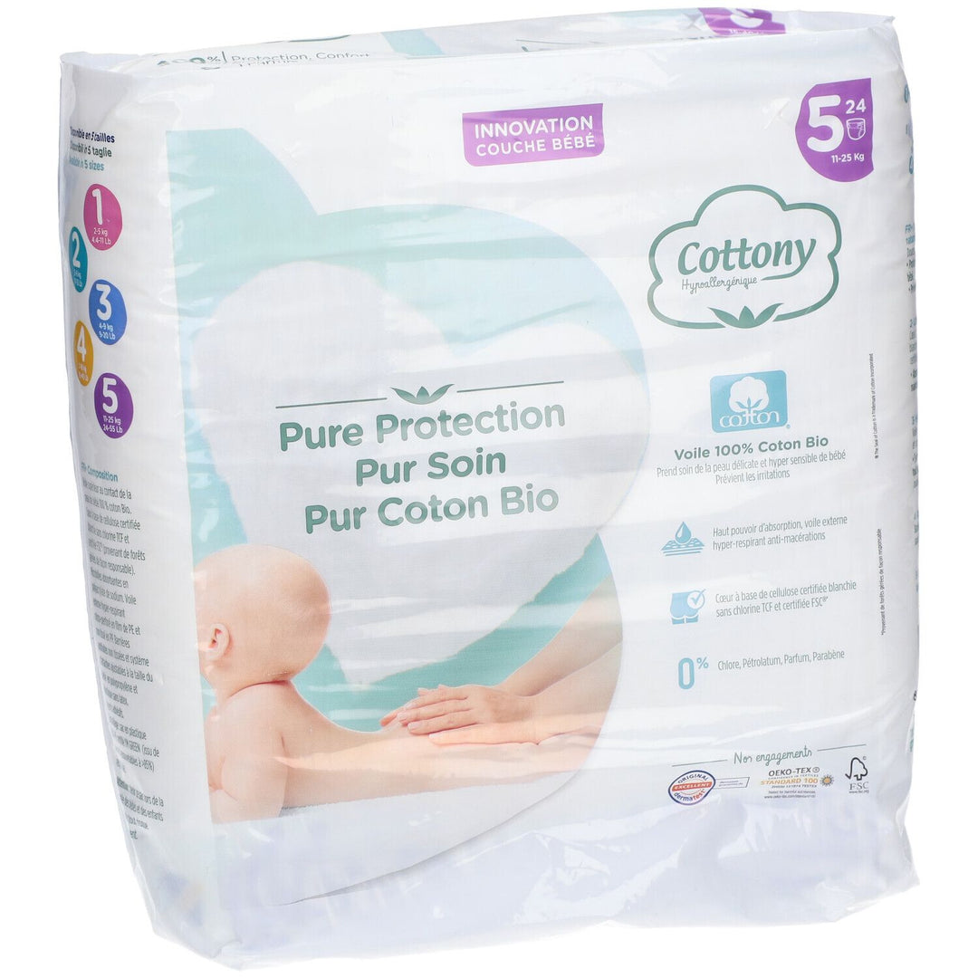 Cottony Couches en coton bio Taille 5 11-25kg x24