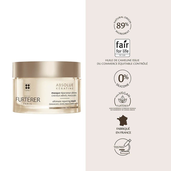 René Furterer Absolue Keratine Mascarilla de reparación intensiva para cabello dañado y muy tratado 200ml