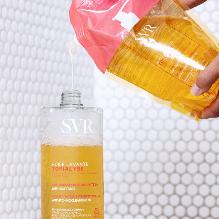Svr Topialyse Éco-recharge Huile lavante apaisante Hydratation 24h Protection anti-dessèchement 1L
