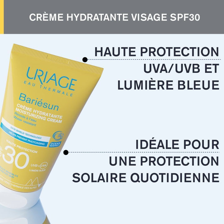 Uriage Bariésun SPF30 Moisturizing Cream 50ml (1.69fl oz) - High Protection for Sensitive Skin