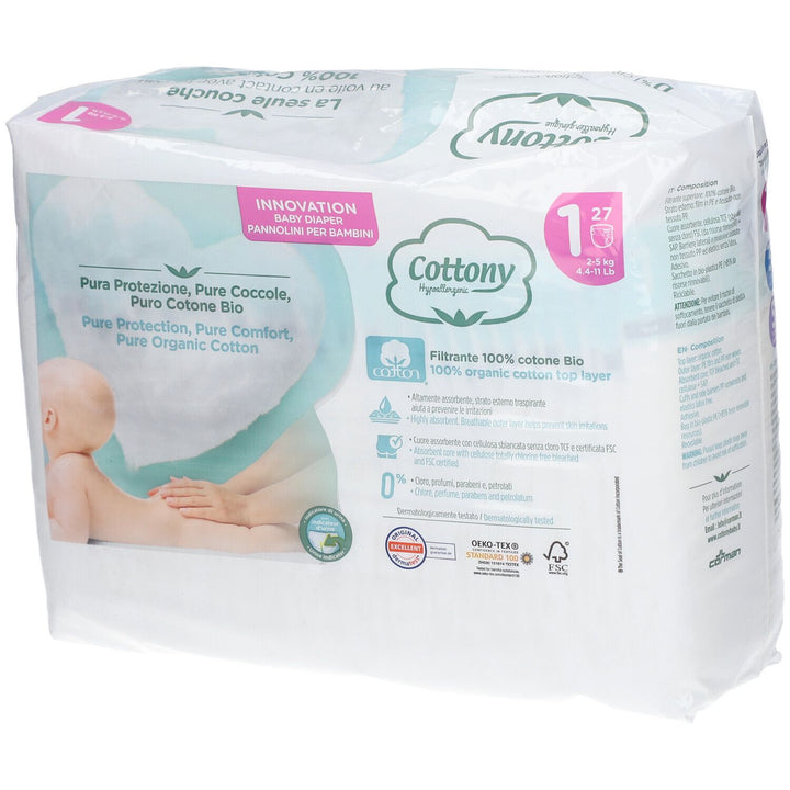 Cottony Organic Cotton Diapers Size 1 2-5kg x27
