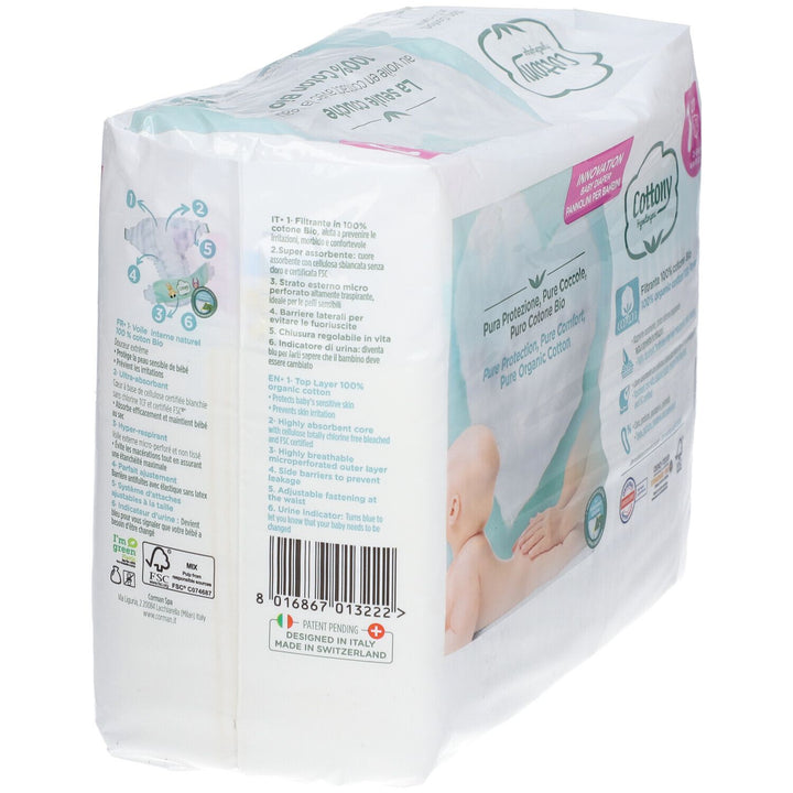 Cottony Organic Cotton Diapers Size 1 2-5kg x27