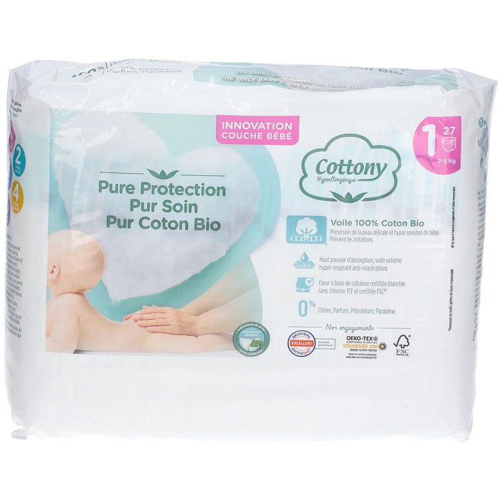 Cottony Organic Cotton Diapers Size 1 2-5kg x27