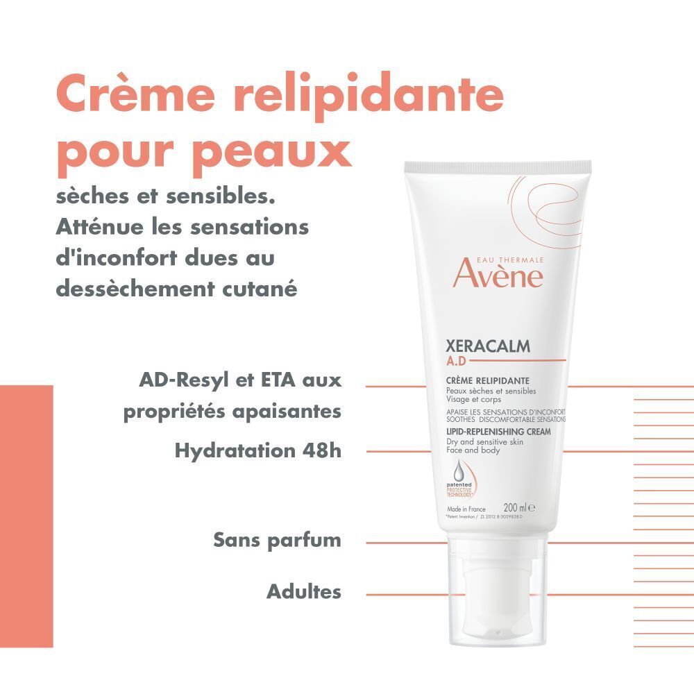 Avène XeraCalm A.D Lipid-Replenishing Cream for Very Dry Skin 200ml (6.76 fl oz)