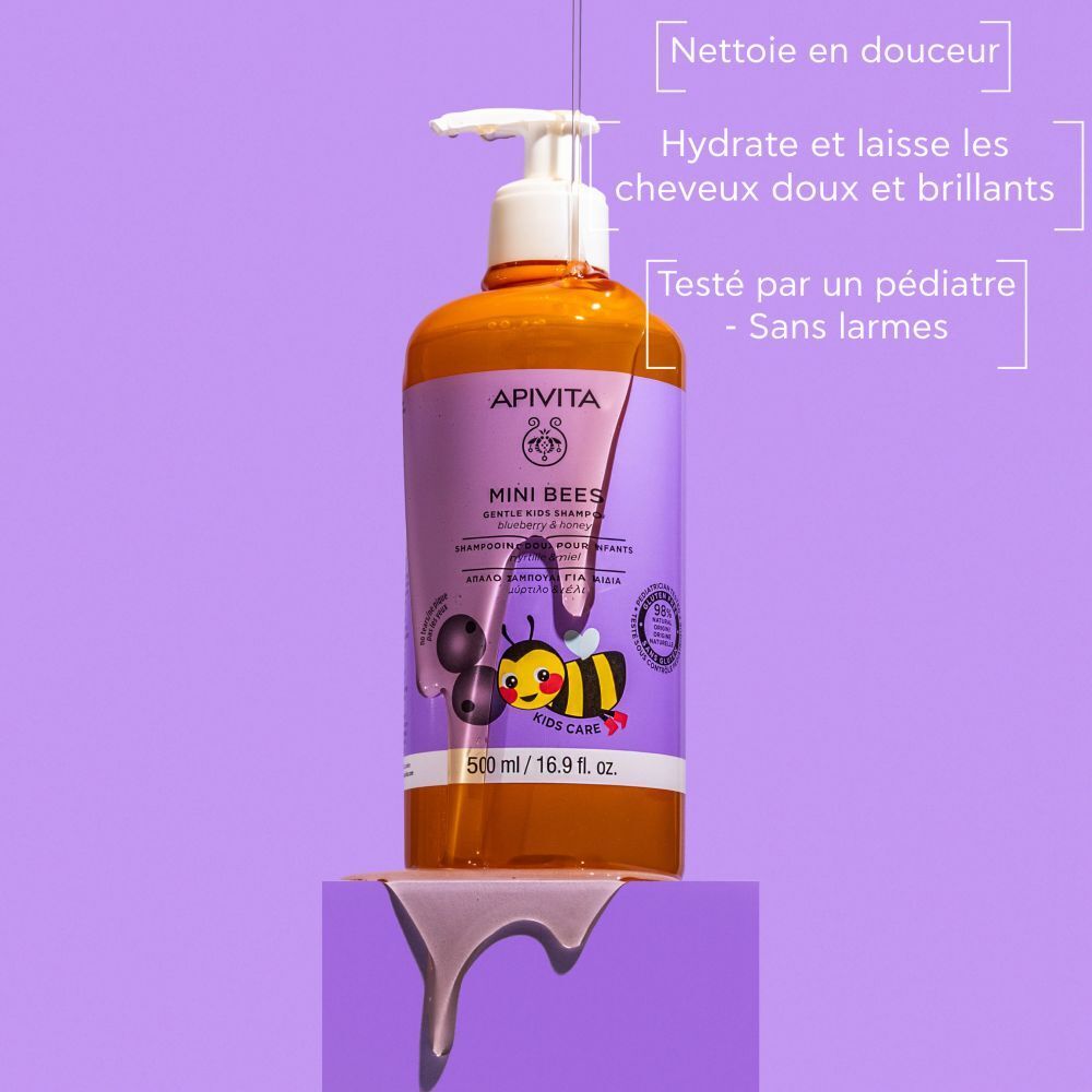 Apivita Mini Bees Gentle Shampoo For Children Blueberry & Honey 500ml (16.90fl oz)