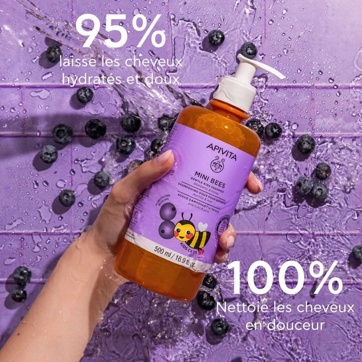 Apivita Mini Bees Gentle Shampoo For Children Blueberry & Honey 500ml (16.90fl oz)
