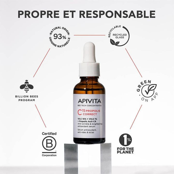 Apivita Bee Tech Concentrates C15 Propolis Correct Anti-Wrinkle and Radiance Serum 30ml (1.01 fl oz)