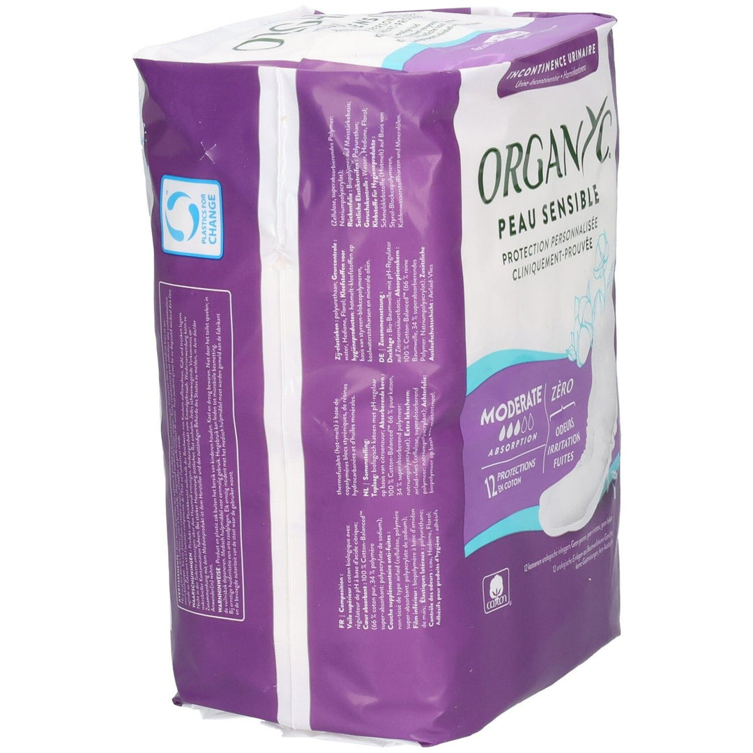 Organyc Normal bladder weakness pads Mild incontinence x12