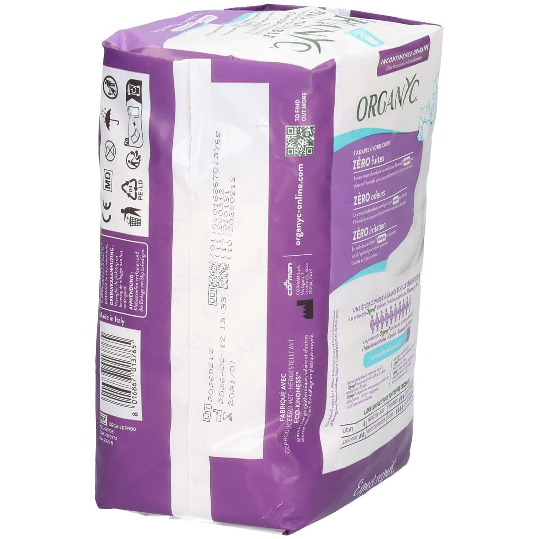 Organyc Normal bladder weakness pads Mild incontinence x12