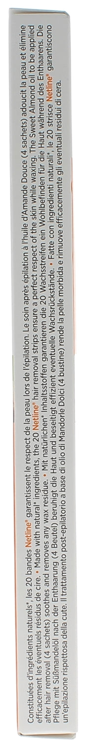 Netline Hair Removing Wax Strips 20 Strips + 4 Sweet Almond Oil Sachets