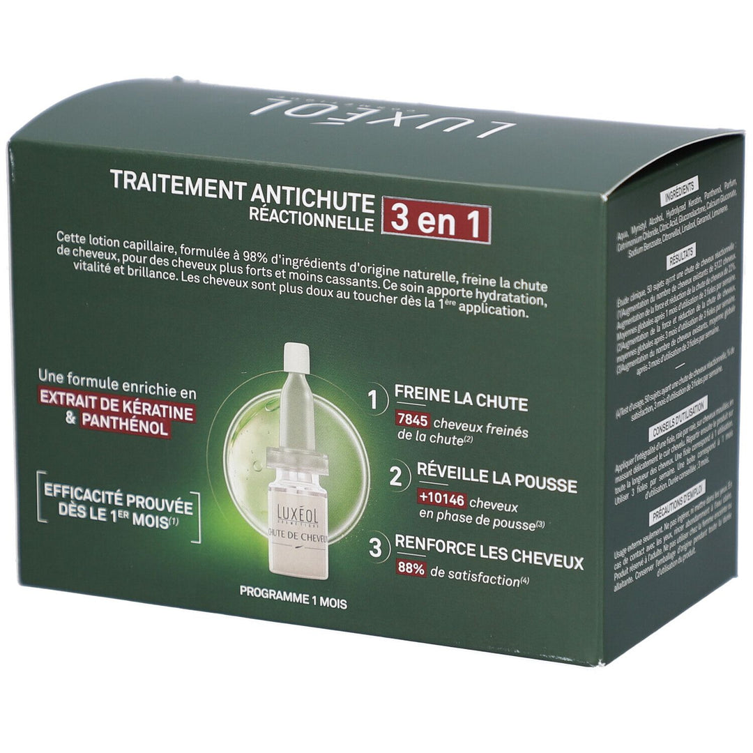 Luxeol 2-en-1 Chute de cheveux réactionnelle 14 ampoules de 7ml