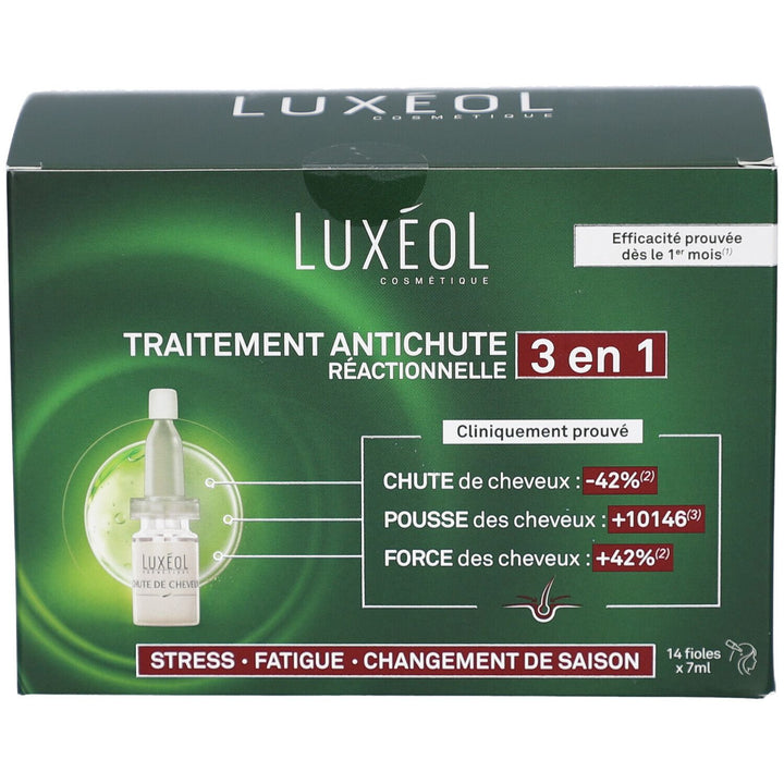Luxeol 2-en-1 Chute de cheveux réactionnelle 14 ampoules de 7ml