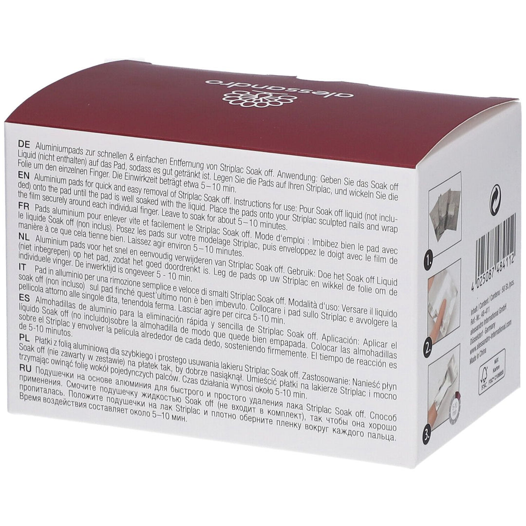 Alessandro Striplac Peel or Soak Wraps for Removing Striplac Soak-Off Varnish x50