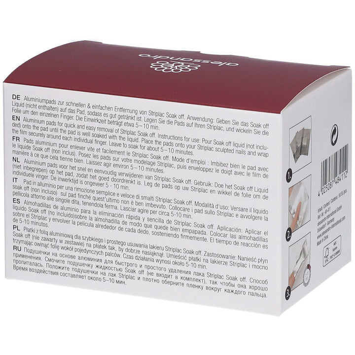 Alessandro Striplac Peel or Soak Wraps for Removing Striplac Soak-Off Varnish x50