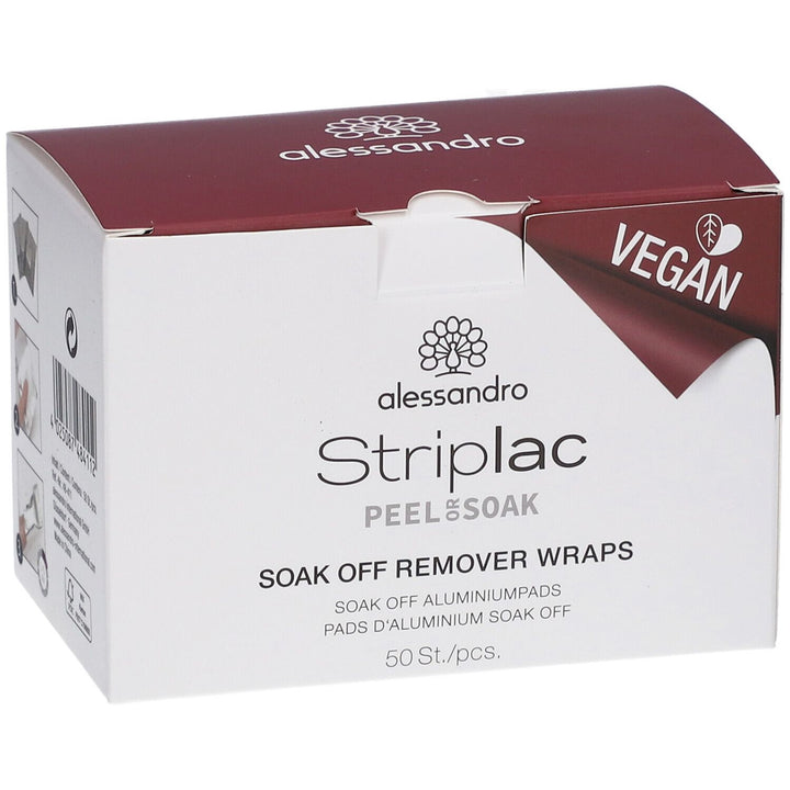 Alessandro Striplac Peel or Soak Wraps for Removing Striplac Soak-Off Varnish x50