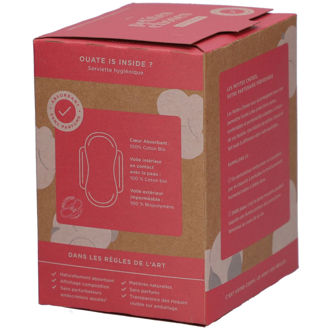 Les Petites Choses Serviettes hygiéniques extra longues en coton biologique boîte de 8