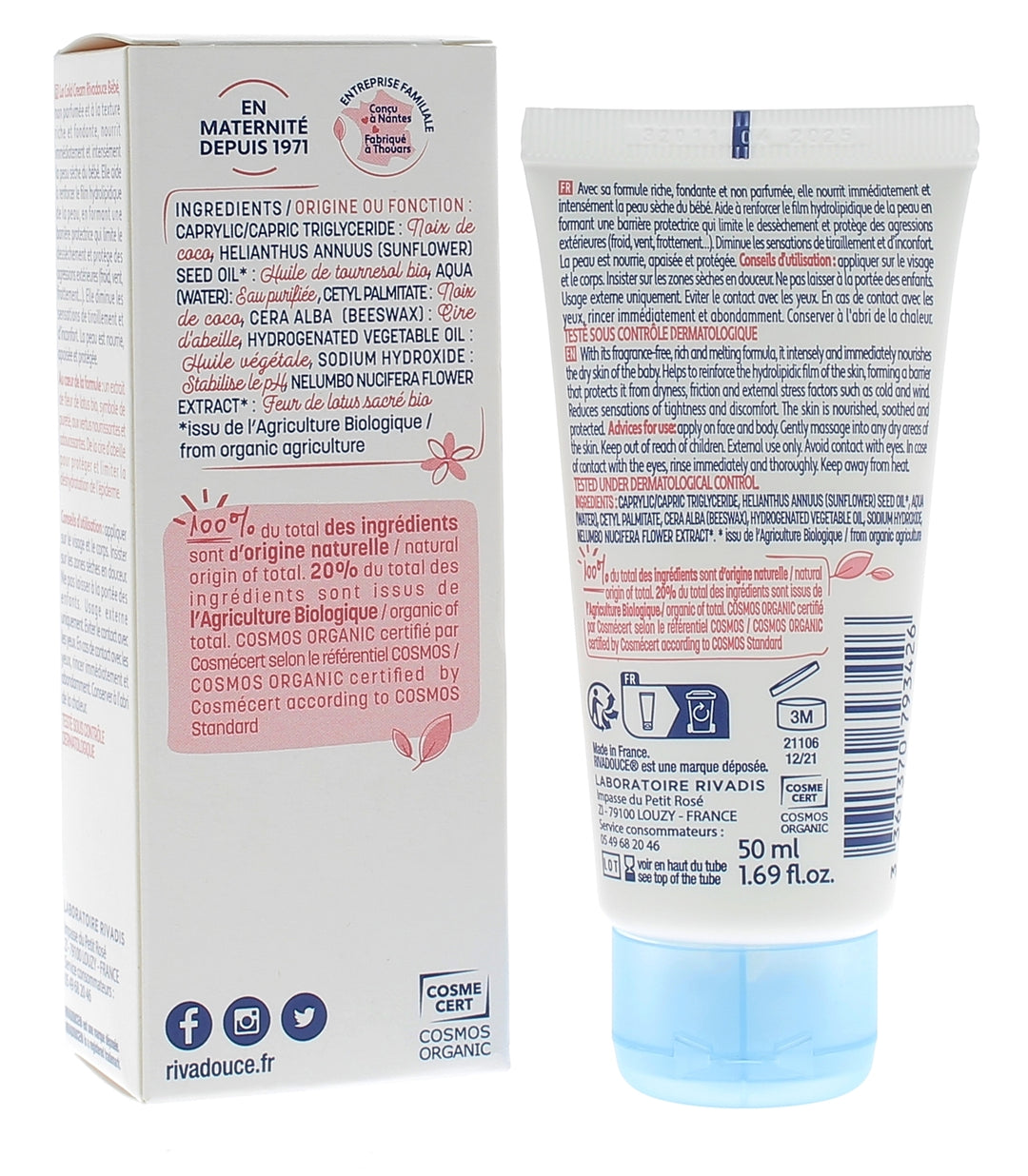 Rivadouce Baby كريم بارد Bioes للوجه والجسم 50ml