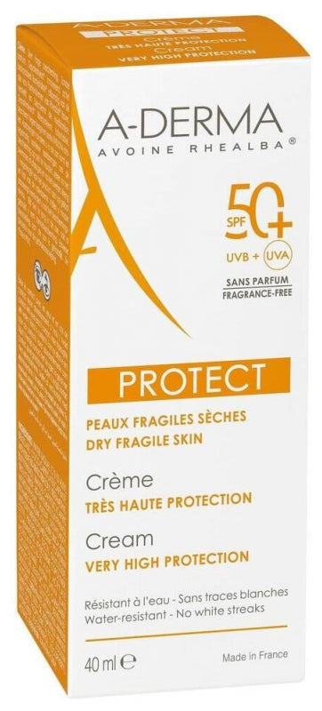 A-Derma Protect Crème Très Haute Protection SPF50+ Sans Parfum 40ml