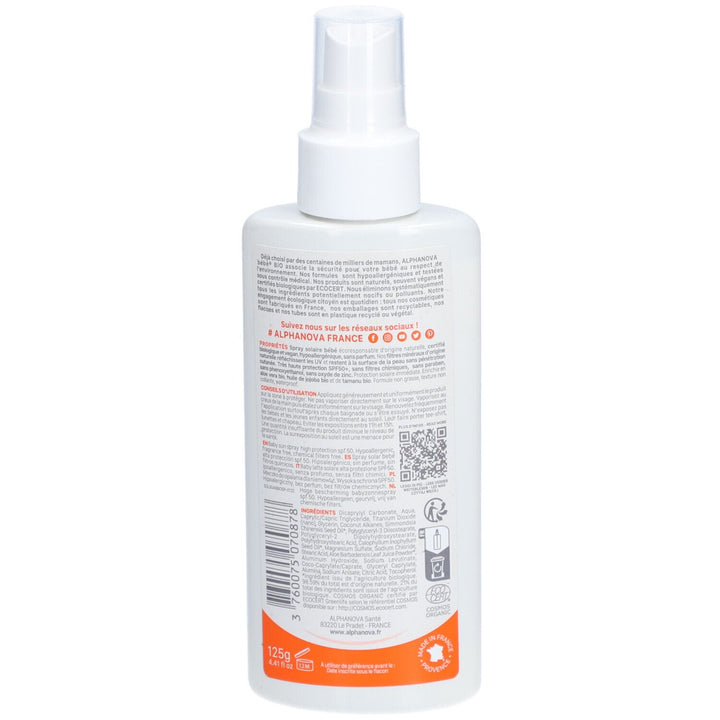 Alphanova Baby Organic Hypoallergenic Sun Spray SPF 50 125g (4.40oz)