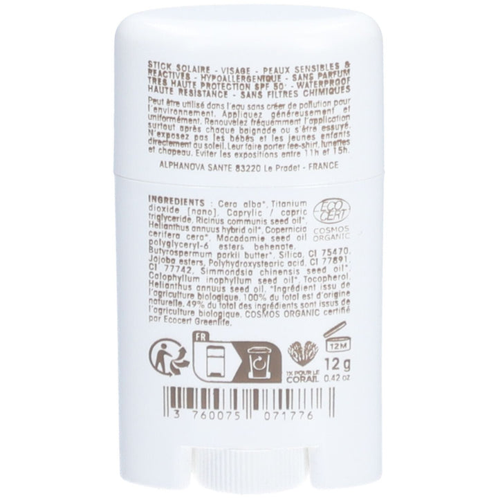 Alphanova Organic Pink Coral SPF50 + Facial Sunstick 12g (0,42oz)