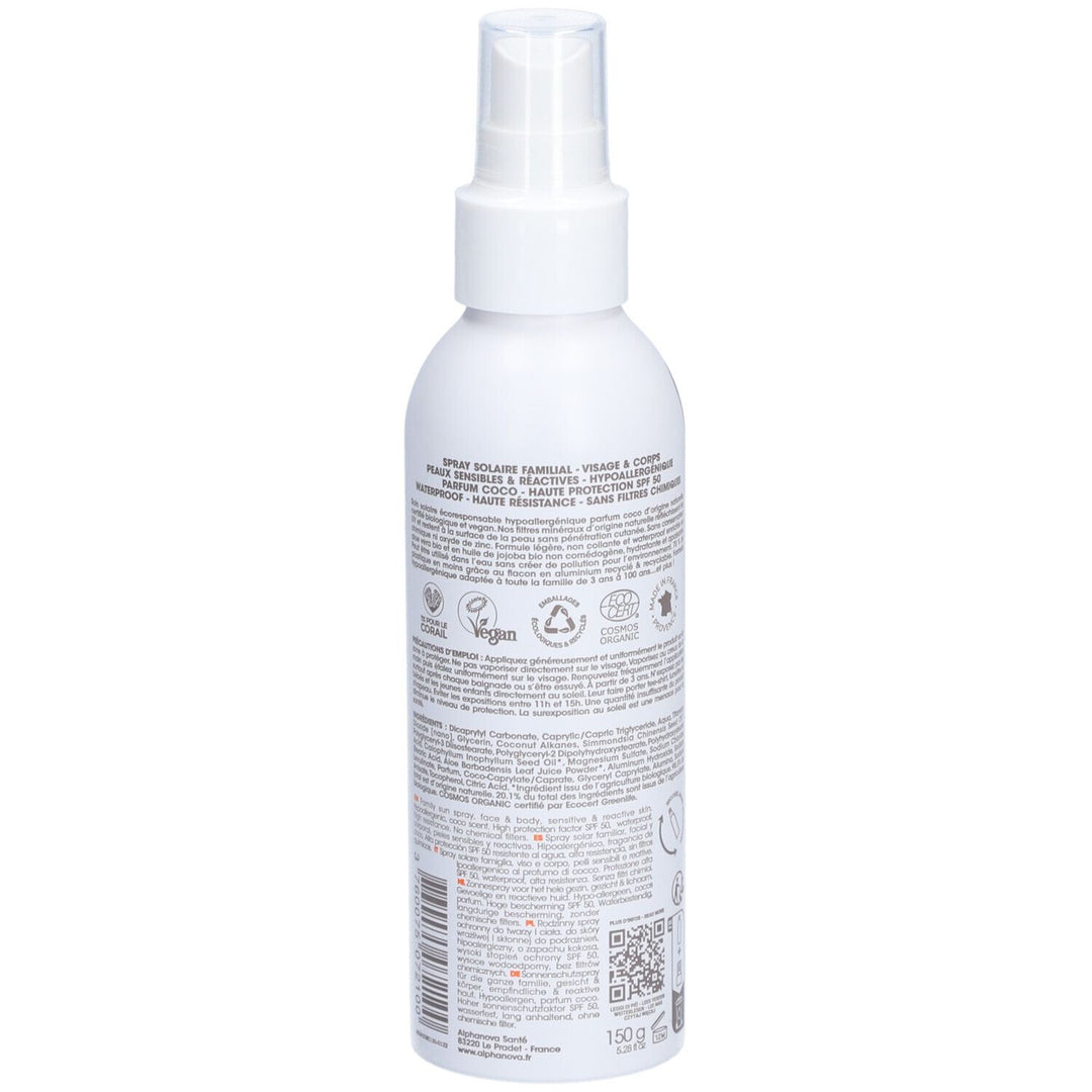 Alphanova Sun Spray solar familiar de alta protección SPF50+ 150g