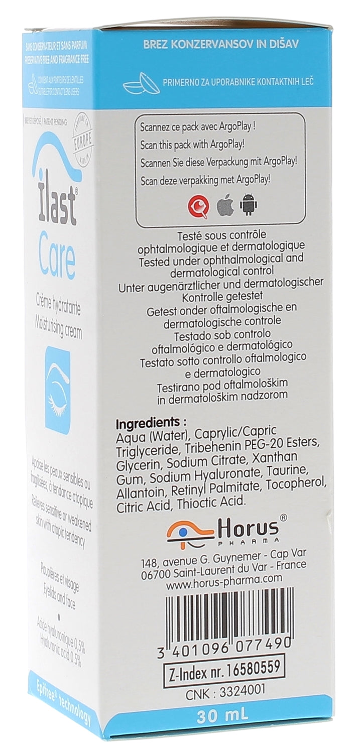 Horus Pharma Ilast Care Crème protectrice pour les paupières à l'acide hyaluronique 30ml