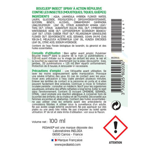 Pediakid Insect repellent shield with essential oils from 3 months 100ml (3.38fl oz)