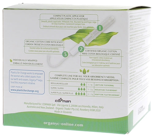 Organyc Organic Tampons Super Compact Applicator X16 x16