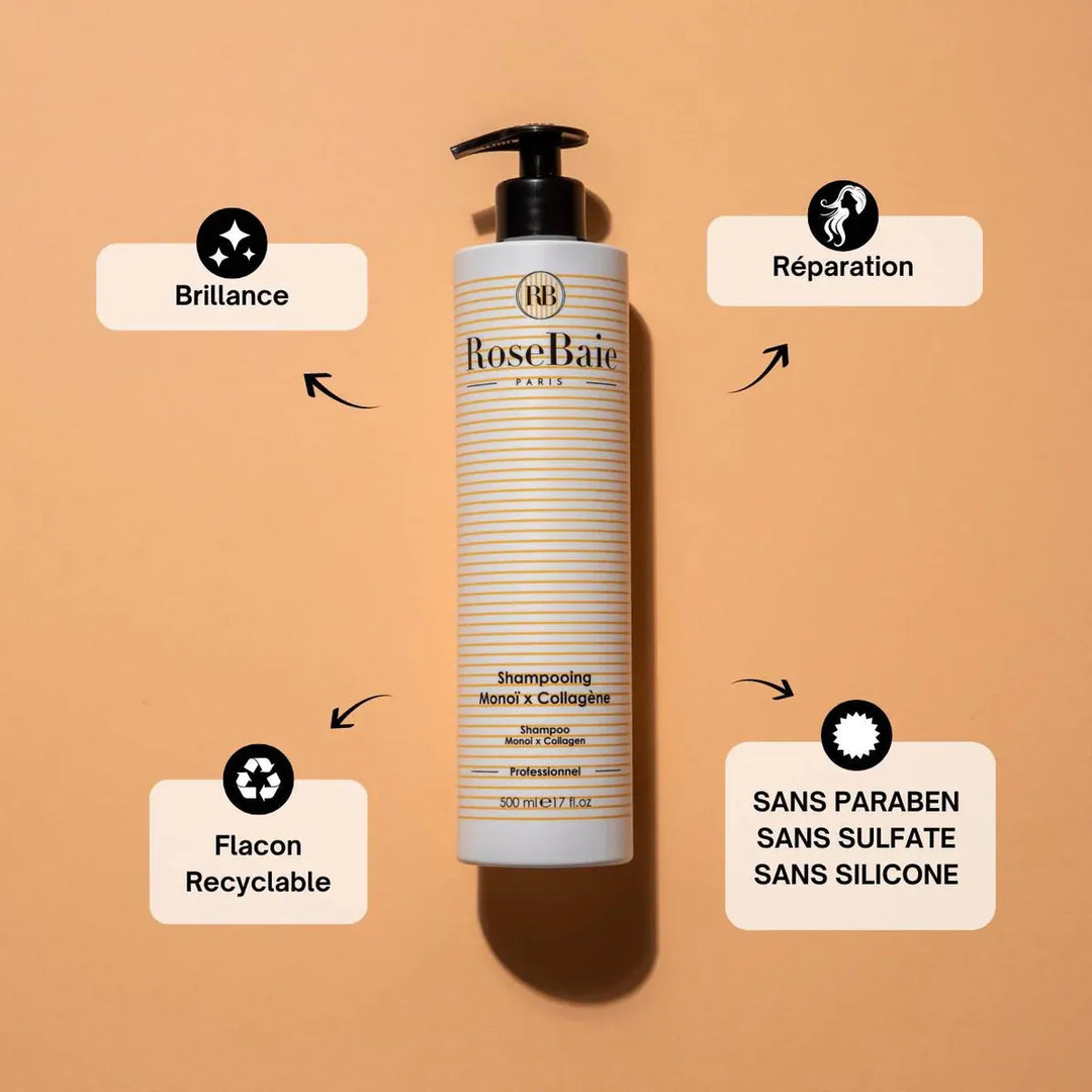 Rosebaie Monoi and collagen Shampoo 500 ml (16.91fl oz)