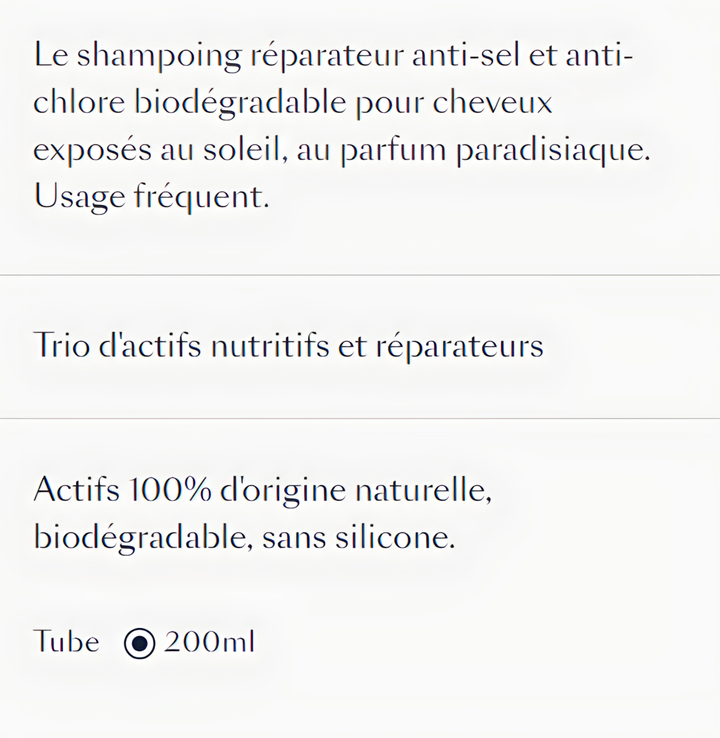 René Furterer Solaire Champú Reparador Nutritivo para Cabello Dañado 200ml