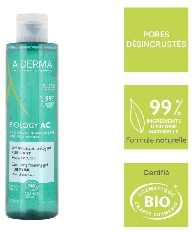 A-Derma Biology AC Purifying Foaming Gel Oily acne-prone skin 200ml (6.76fl oz)