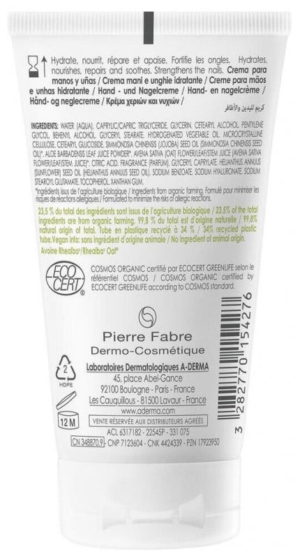 A-Derma Hydrating Hand and Nail Cream 50ml (1.69fl oz)