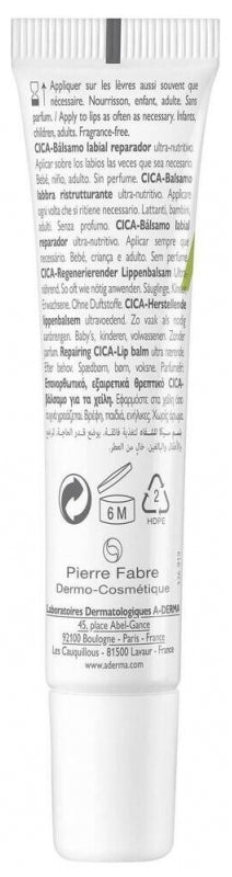 A-Derma Dermalibour+ Balsamo labbra riparatore CICA 15ml