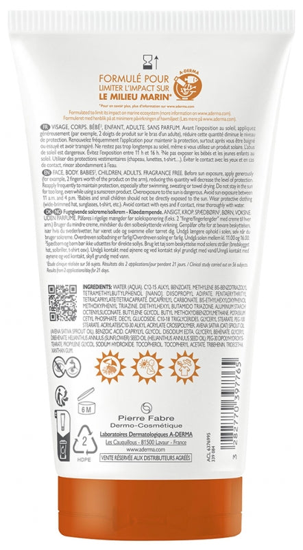 A-Derma Exomega Control كريم مطرٍ مضاد للحكة SPF50+ 150 ml