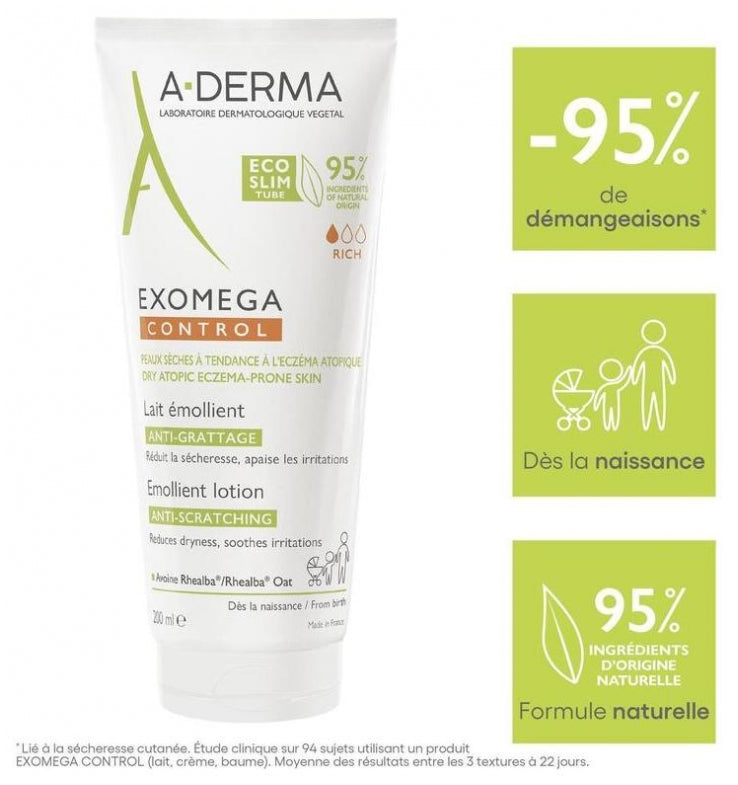 A-Derma Exomega Control Emollient Lotion for Dry Skin Prone to Atopy