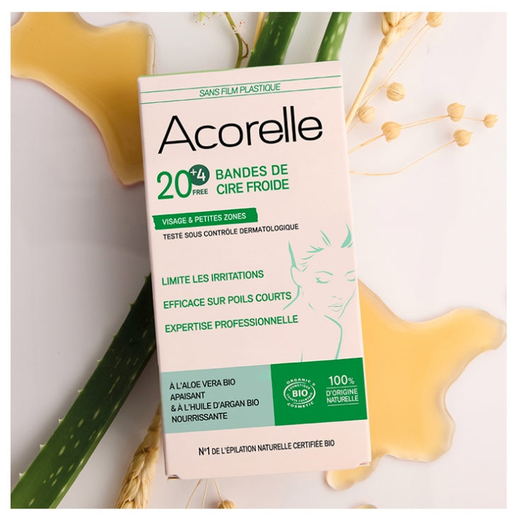 Acorelle شرائط شمع بارد للوجه معتمدة عضويًا 4.8ml