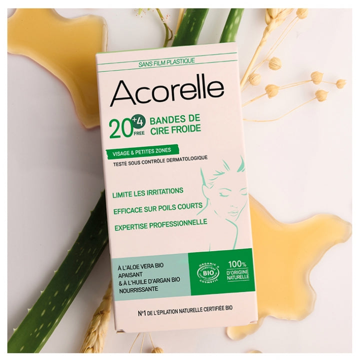 Acorelle شرائط شمع بارد للوجه معتمدة عضويًا 4.8ml