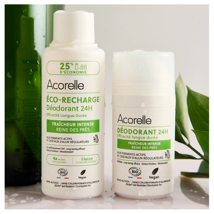 Acorelle Eco Recharge Desodorante Roll-On 24h Certificado ecológico Frescura intensa 100ml