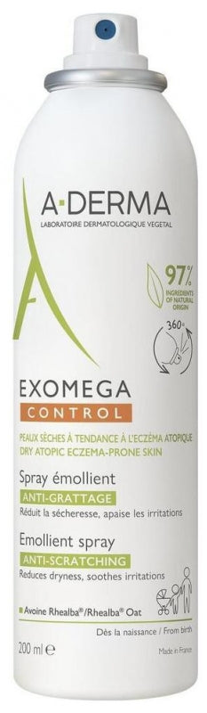 A-Derma Exomega Control Anti-Scratching Emollient Spray Dry Skin prone to Atopic Eczema 200ml (6.76fl oz)