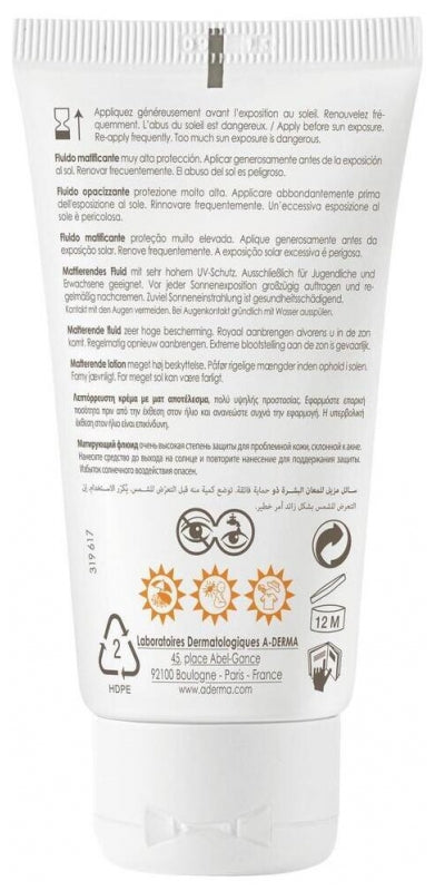 A-Derma Protect AC SPF50+ Mattifying Fluid 1.35 fl oz (40ml)