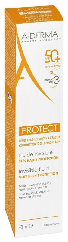 A-Derma Protect سائل واقٍ غير مرئي SPF50+ للبشرة الحساسة المختلطة والدهنية 40ml