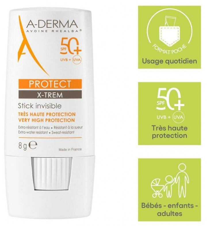 A-Derma Protect X-Trem Invisible Stick SPF50+ 8g (0.28oz)