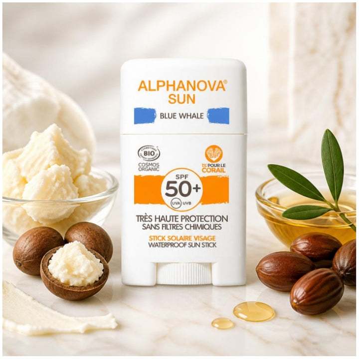 Alphanova Organic SPF50+ Blue Whale Protector solar facial 12g