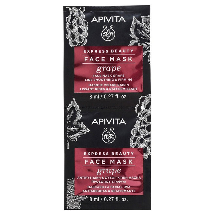 Apivita Express Beauty Smoothing and Firming Grape Face Mask 8ml x2 (0.27fl oz x2) - FrenchBeautyHub